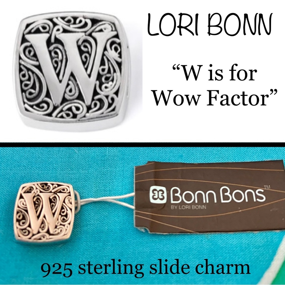 NWT Lori Bonn 925 Initial “W” Bonn Bons Slide Charm